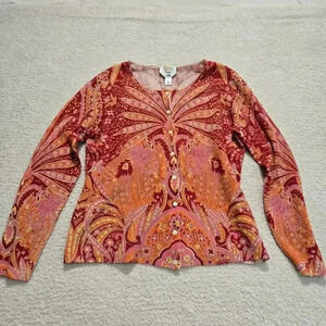 Talbots Petites Pure Cashmere Button-up Short Cardigan Sweater Size PM